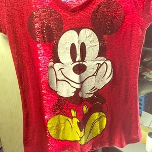 Red Mickey Mouse over shirt